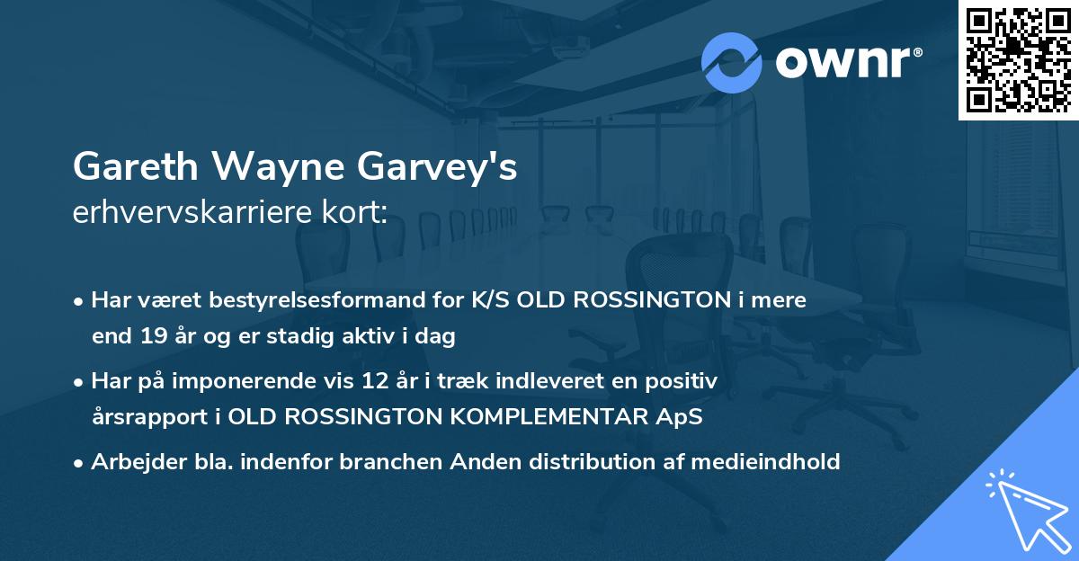 Gareth Wayne Garvey's erhvervskarriere kort