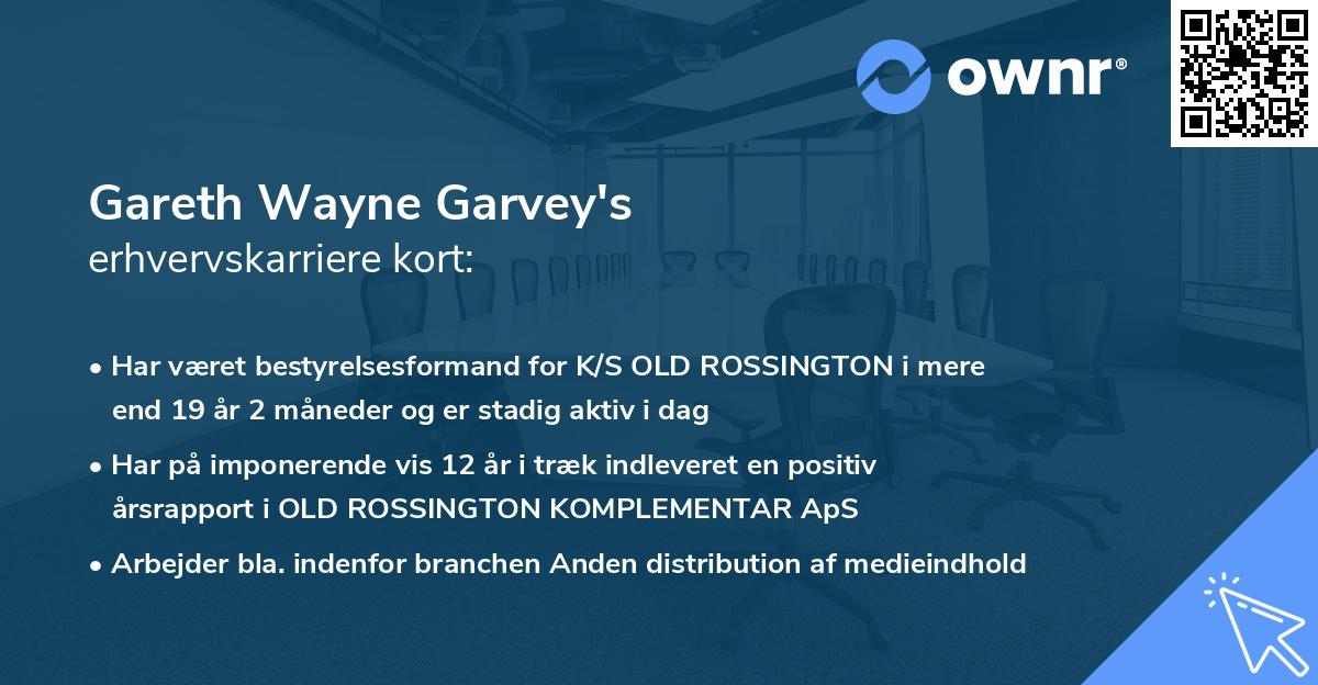 Gareth Wayne Garvey's erhvervskarriere kort