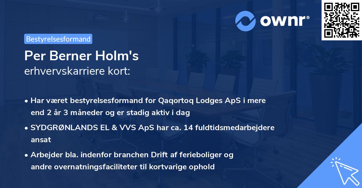 Per Berner Holm's erhvervskarriere kort