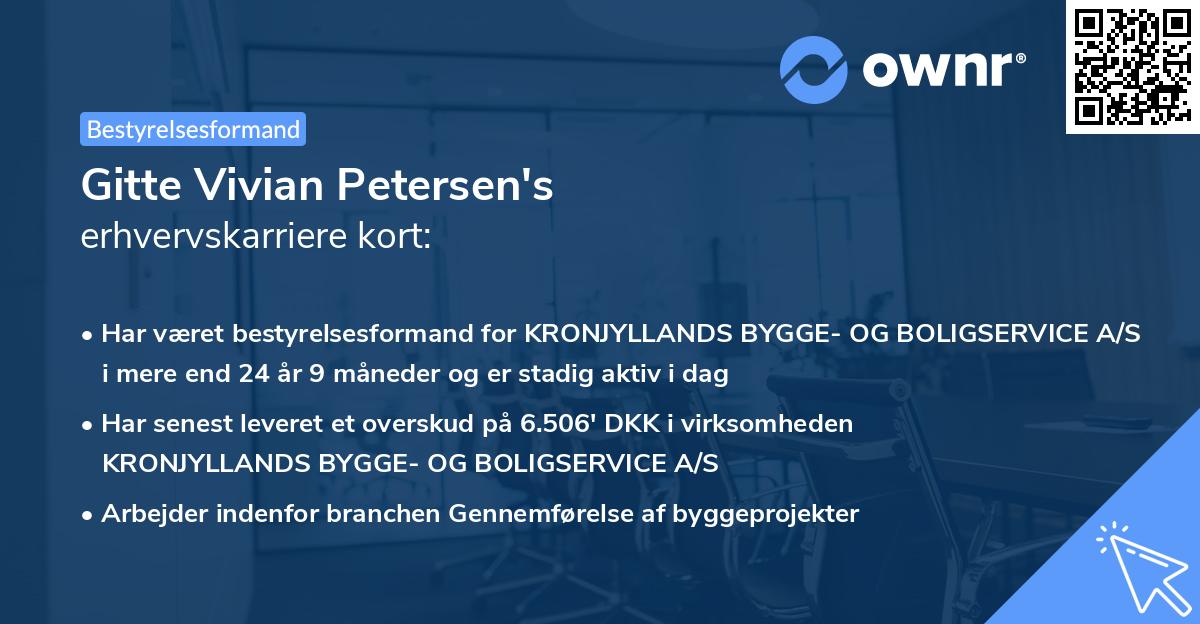 Gitte Vivian Petersen's erhvervskarriere kort