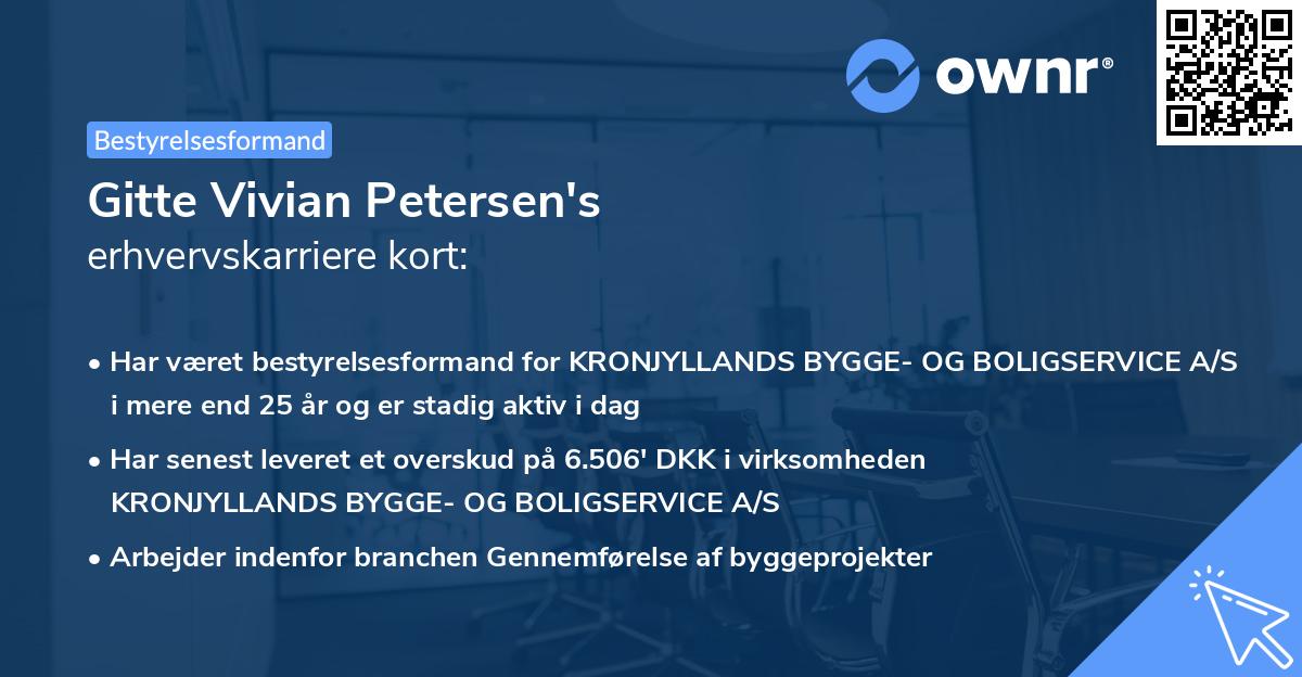 Gitte Vivian Petersen's erhvervskarriere kort