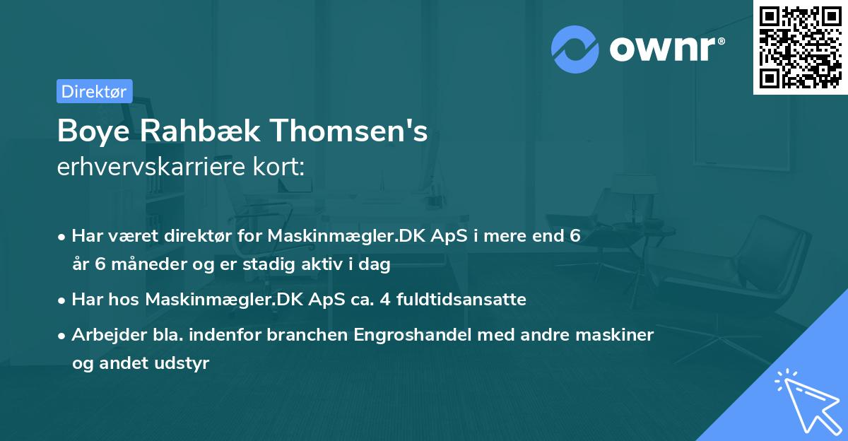 Boye Rahbæk Thomsen's erhvervskarriere kort