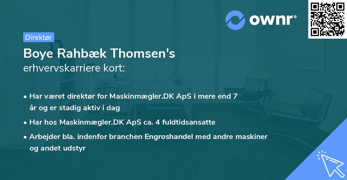 Boye Rahbæk Thomsen's erhvervskarriere kort
