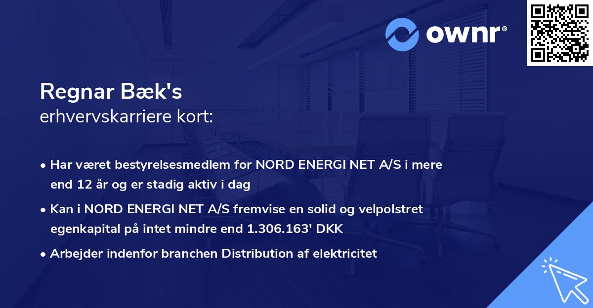 Regnar Bæk's erhvervskarriere kort
