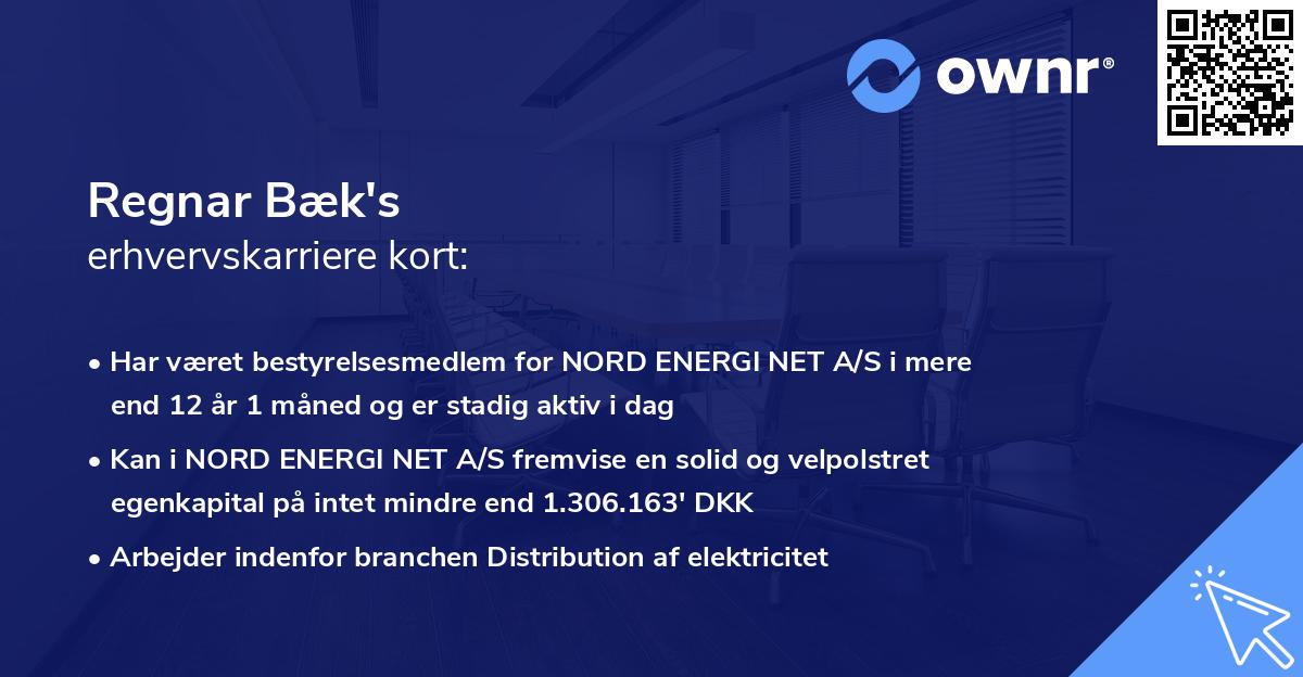 Regnar Bæk's erhvervskarriere kort