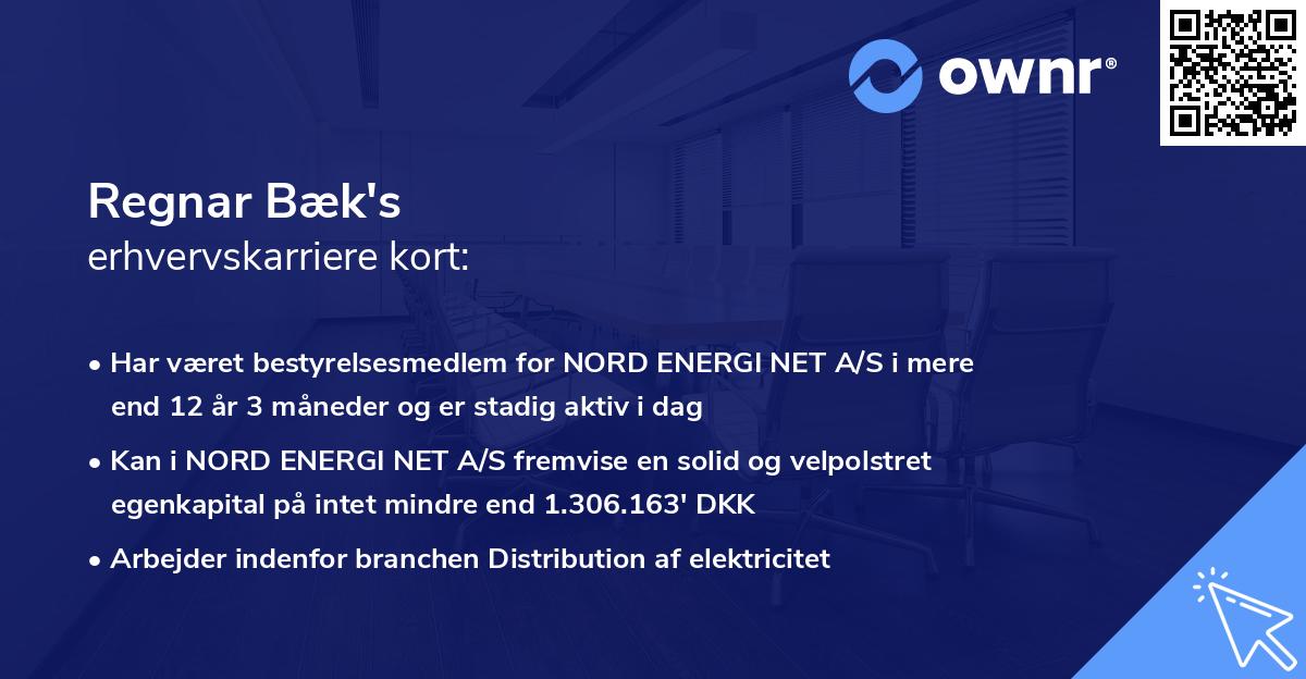 Regnar Bæk's erhvervskarriere kort