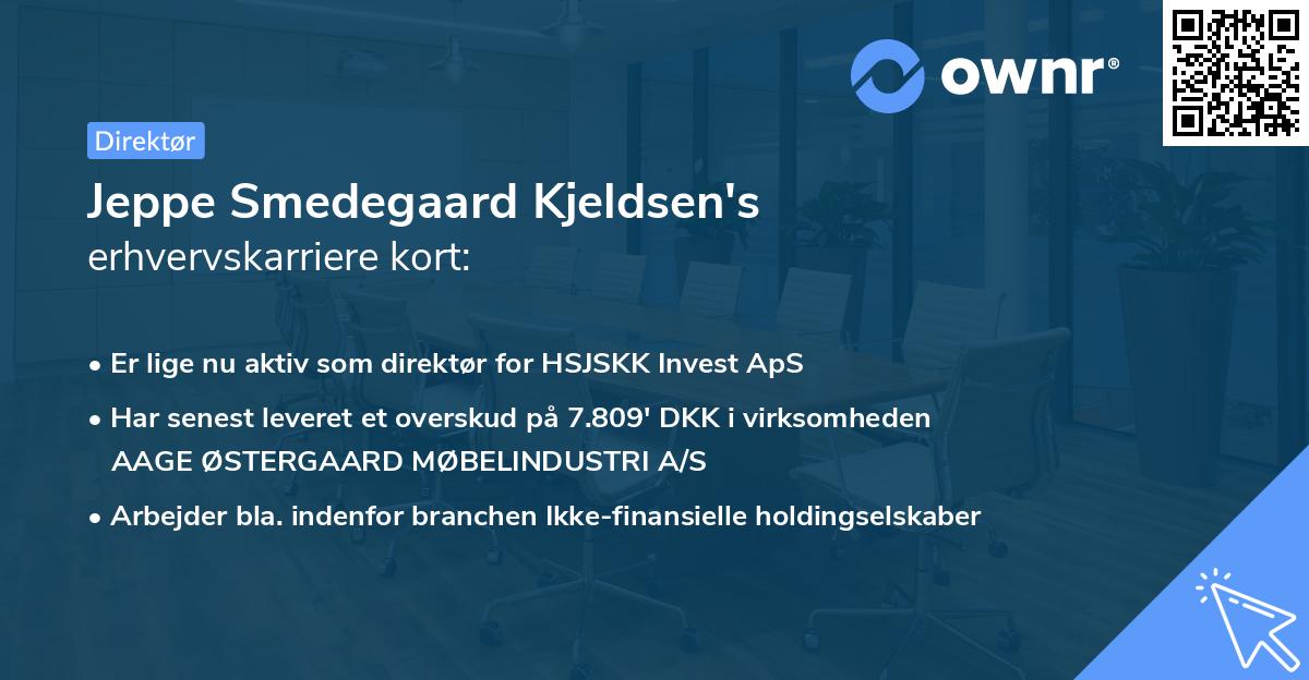 Jeppe Smedegaard Kjeldsen's erhvervskarriere kort