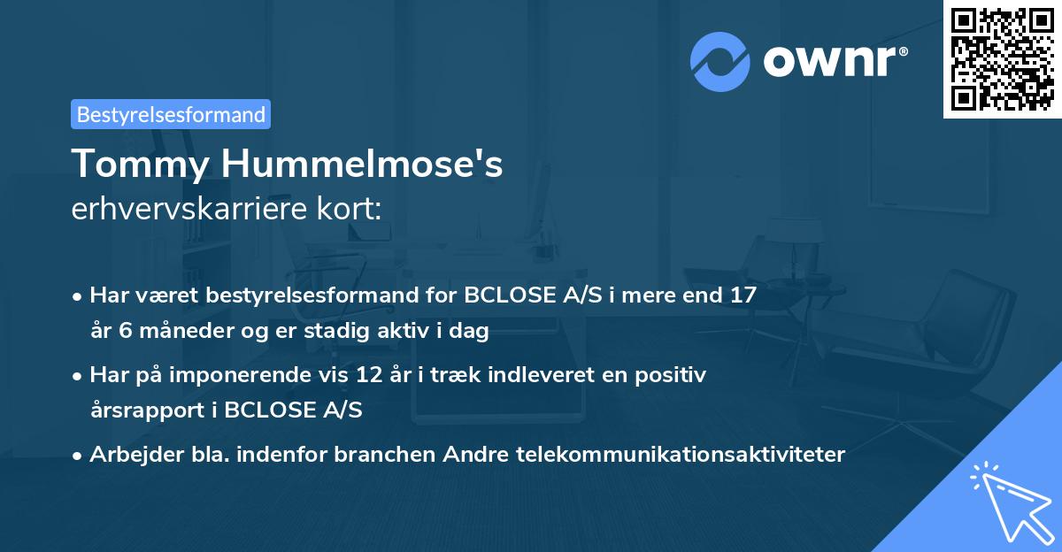 Tommy Hummelmose's erhvervskarriere kort