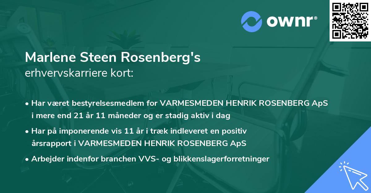 Marlene Steen Rosenberg's erhvervskarriere kort