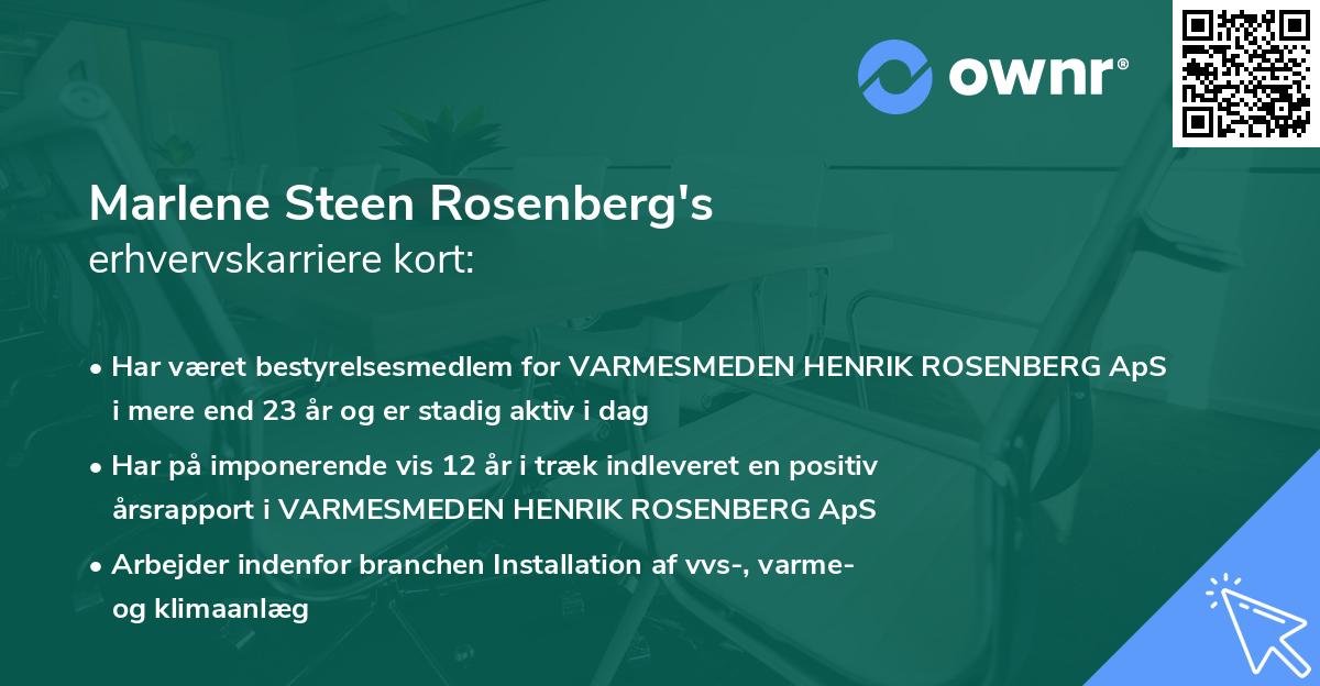 Marlene Steen Rosenberg's erhvervskarriere kort