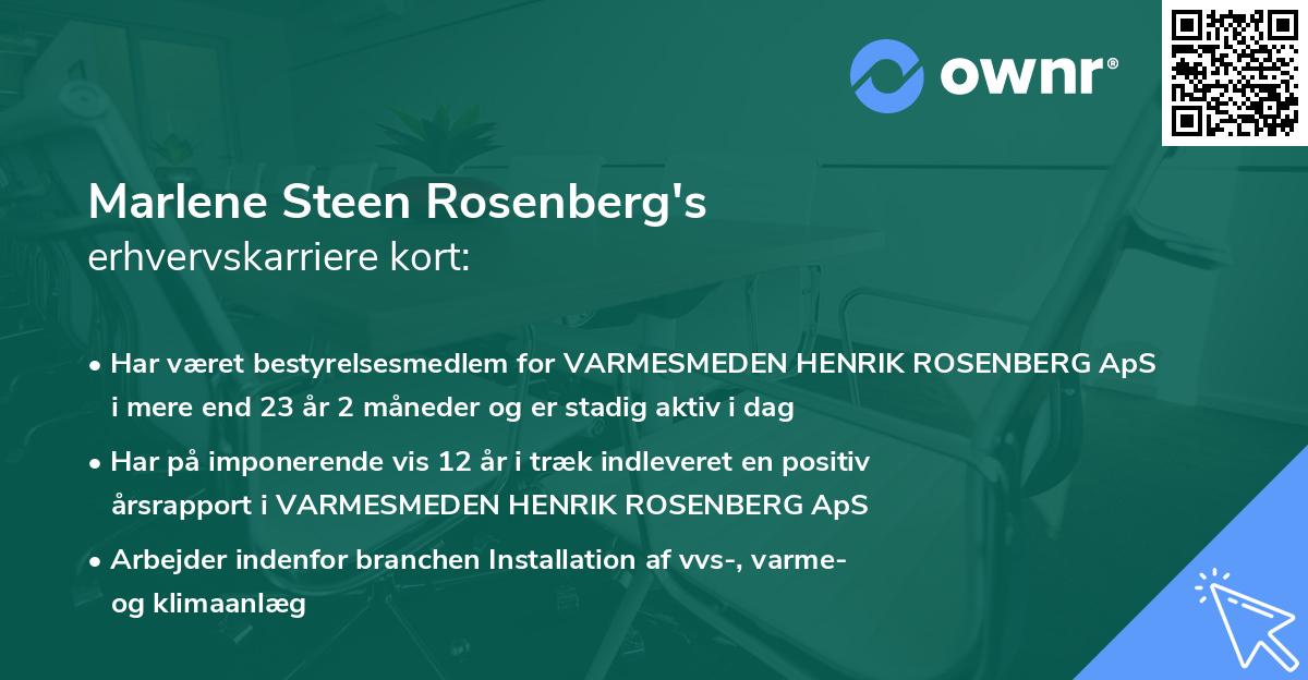 Marlene Steen Rosenberg's erhvervskarriere kort