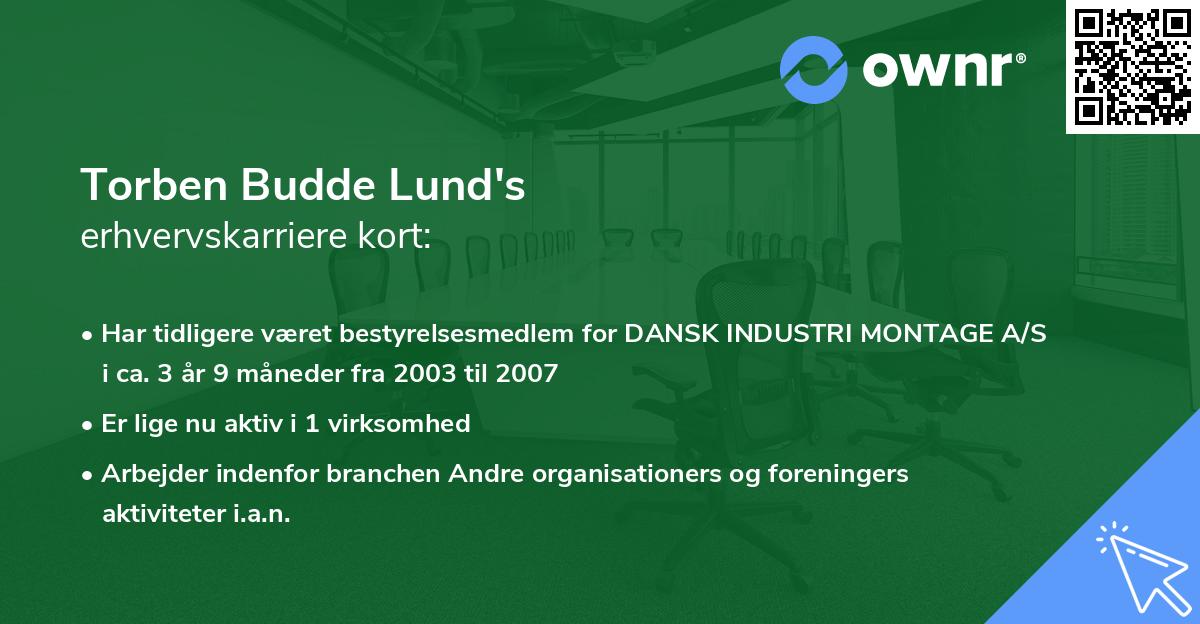 Torben Budde Lund's erhvervskarriere kort