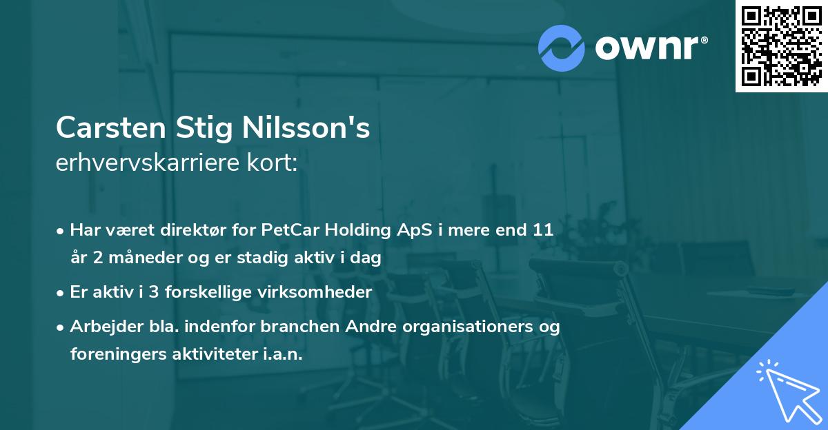 Carsten Stig Nilsson's erhvervskarriere kort