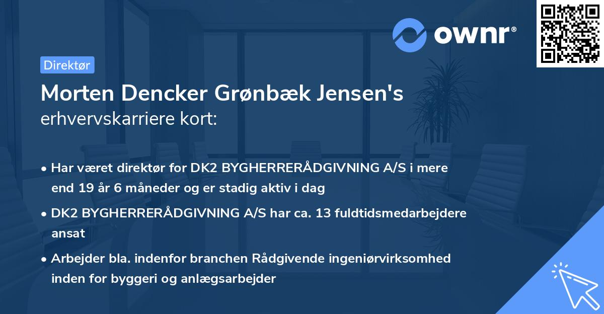 Morten Dencker Grønbæk Jensen's erhvervskarriere kort