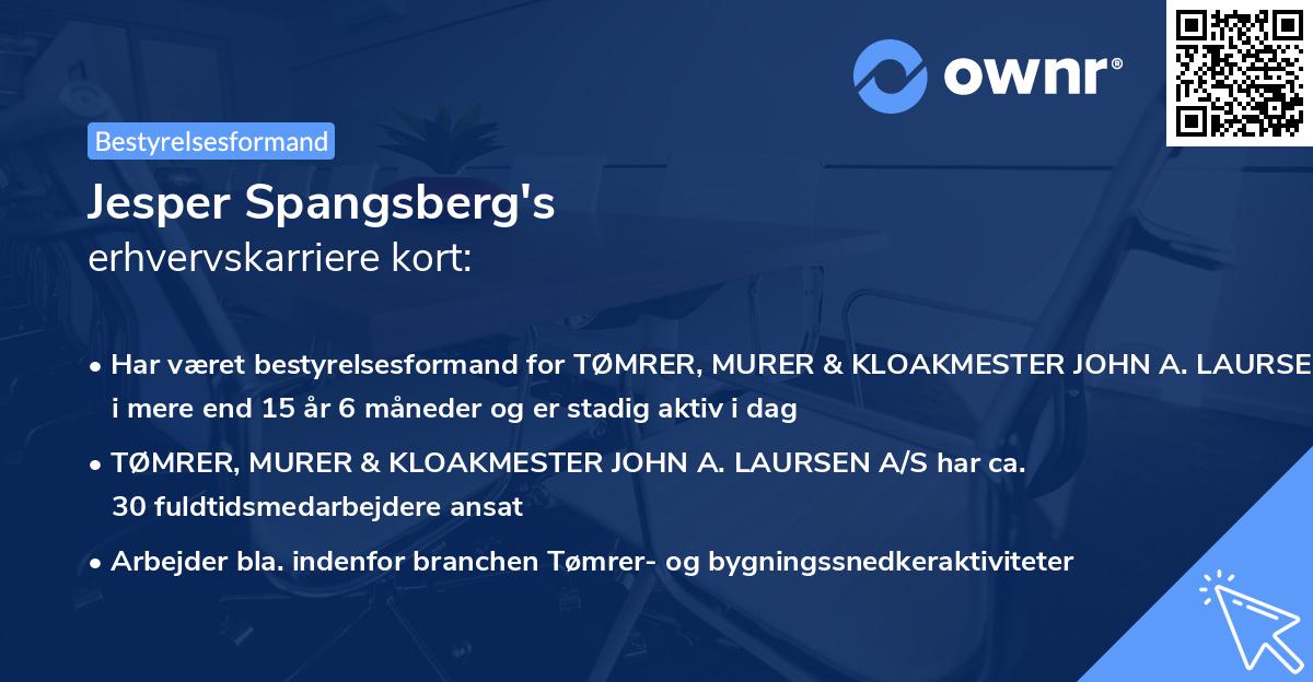 Jesper Spangsberg's erhvervskarriere kort