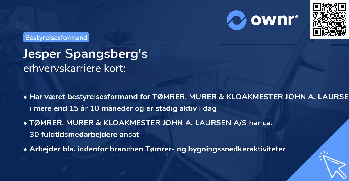 Jesper Spangsberg's erhvervskarriere kort