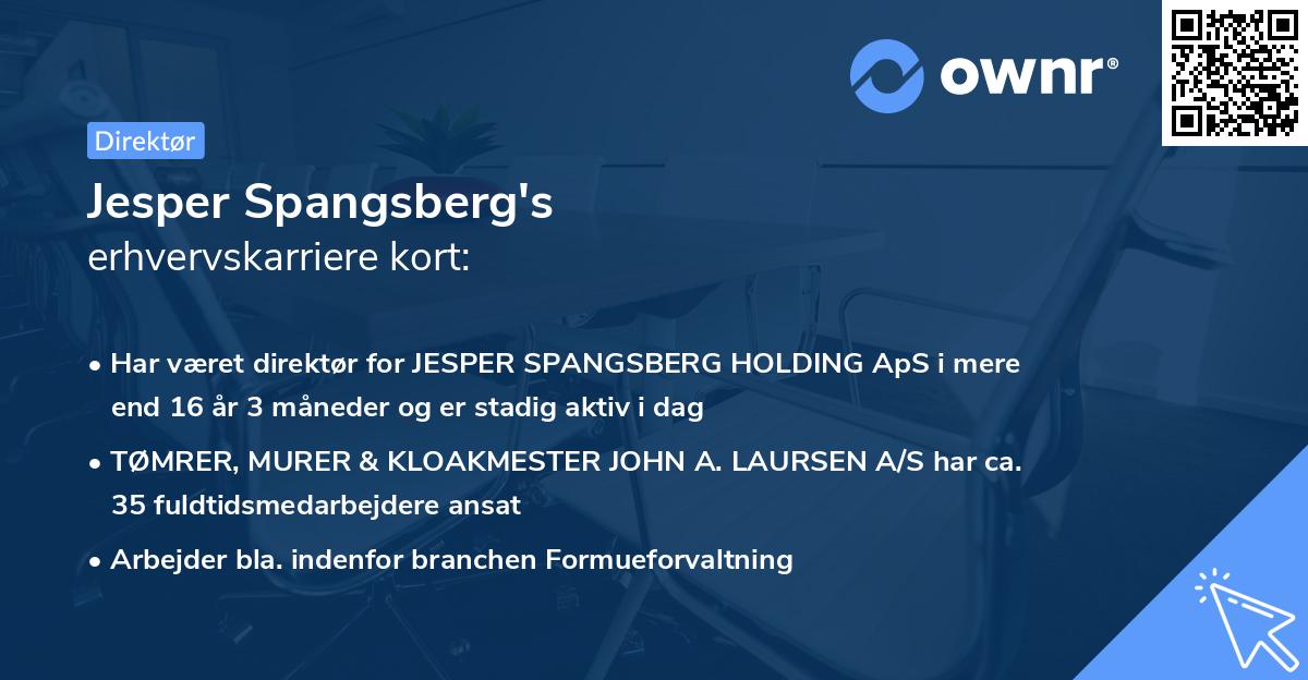 Jesper Spangsberg's erhvervskarriere kort