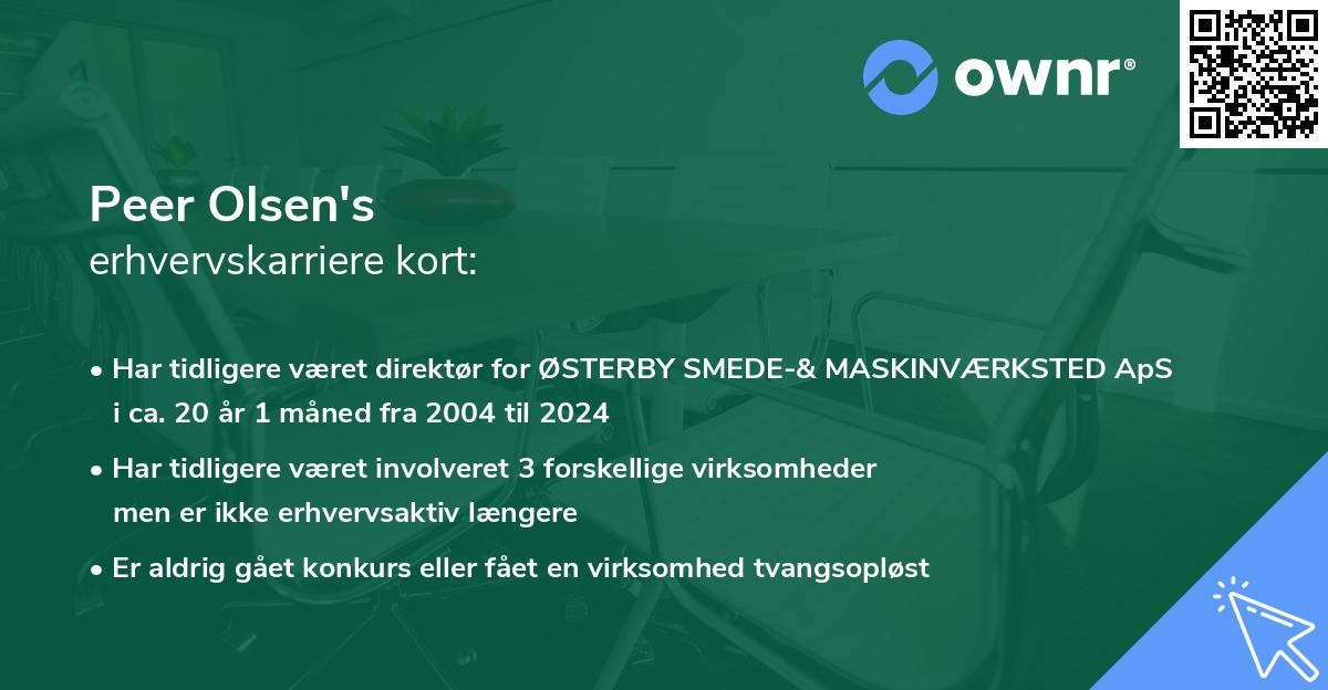 Peer Olsen's erhvervskarriere kort