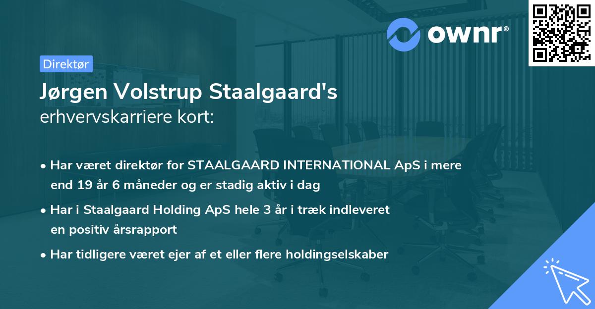 Jørgen Volstrup Staalgaard's erhvervskarriere kort