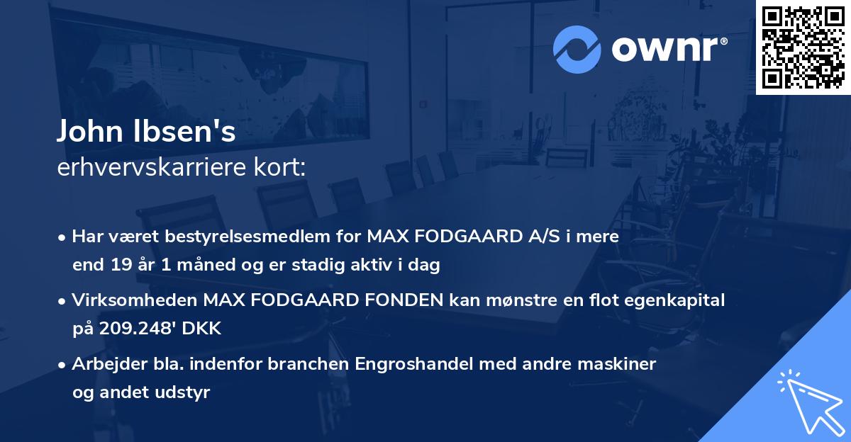 John Ibsen's erhvervskarriere kort