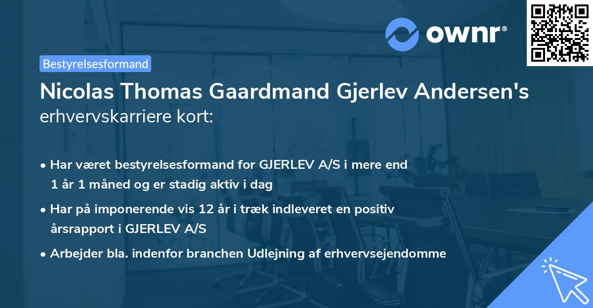 Nicolas Thomas Gaardmand Gjerlev Andersen's erhvervskarriere kort