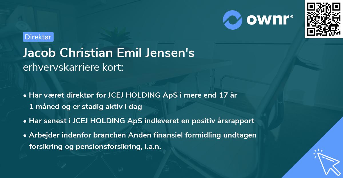 Jacob Christian Emil Jensen's erhvervskarriere kort