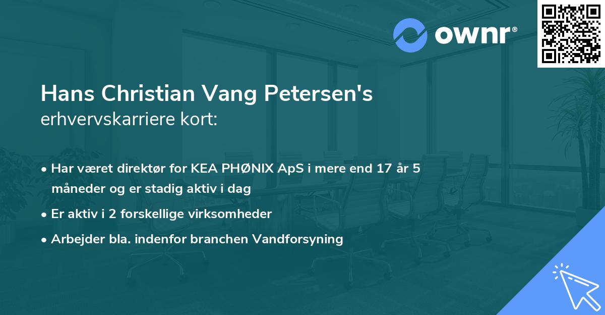 Hans Christian Vang Petersen's erhvervskarriere kort