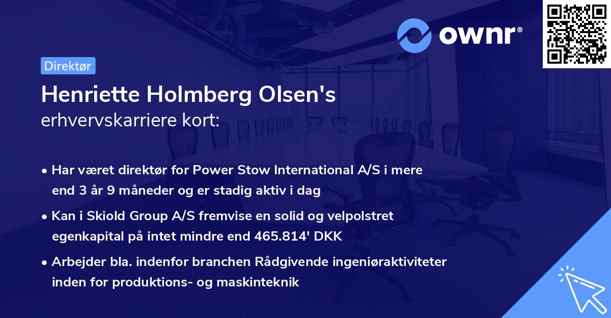 Henriette Holmberg Olsen's erhvervskarriere kort