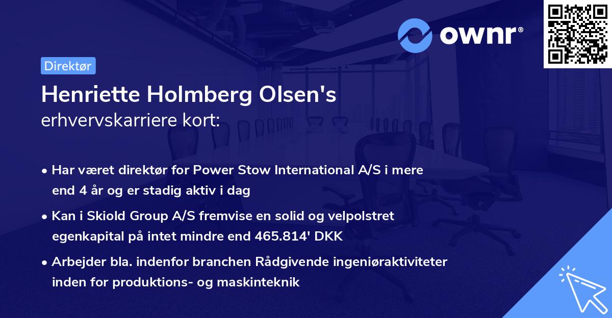 Henriette Holmberg Olsen's erhvervskarriere kort