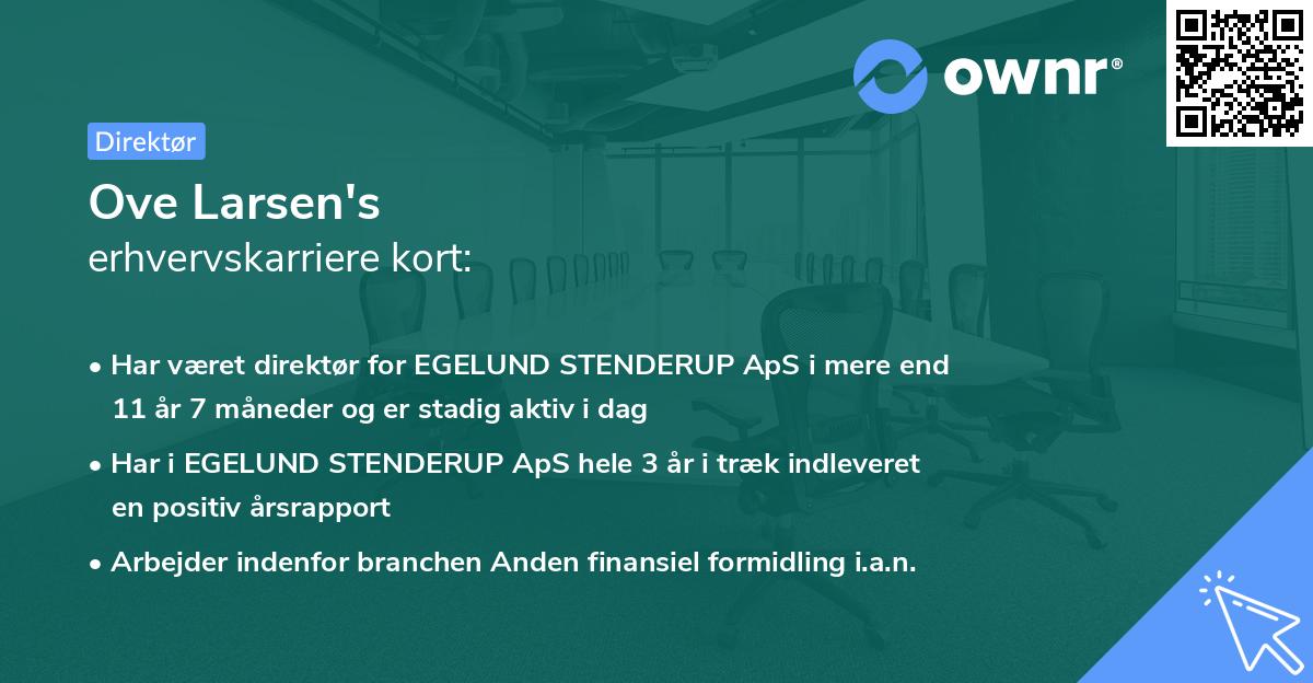 Ove Larsen's erhvervskarriere kort