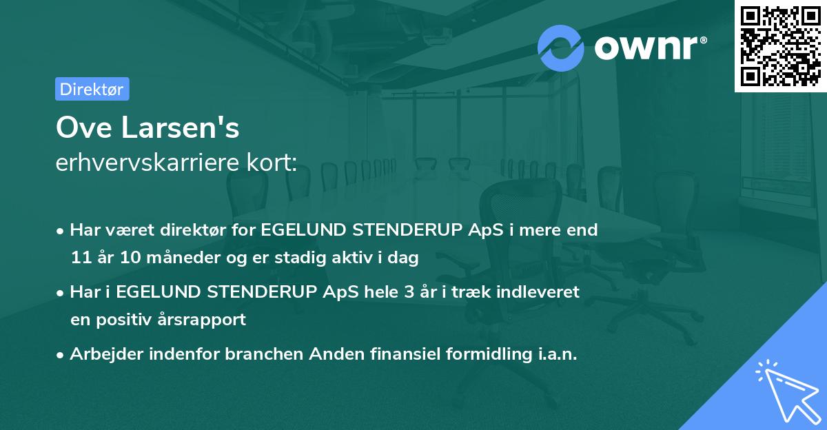 Ove Larsen's erhvervskarriere kort