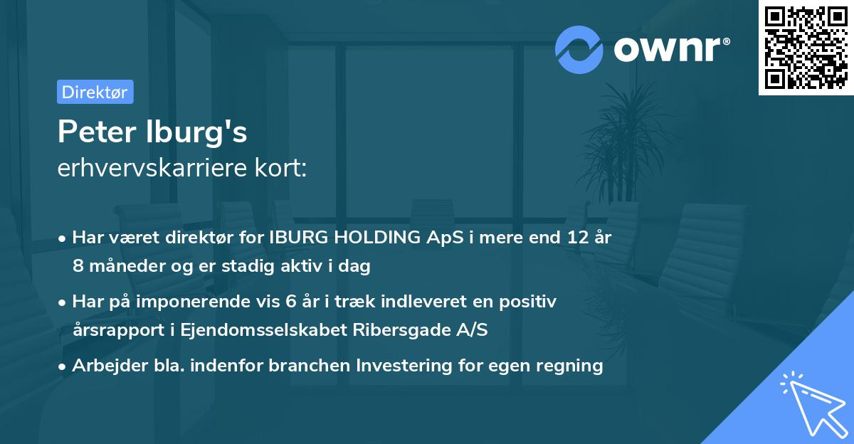 Peter Iburg's erhvervskarriere kort