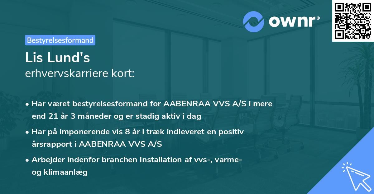 Lis Lund's erhvervskarriere kort