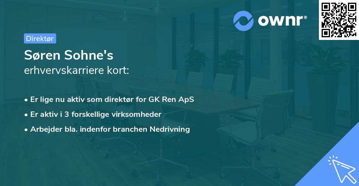 Søren Sohne's erhvervskarriere kort