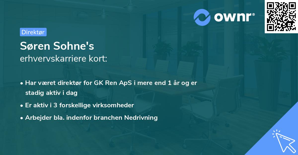 Søren Sohne's erhvervskarriere kort