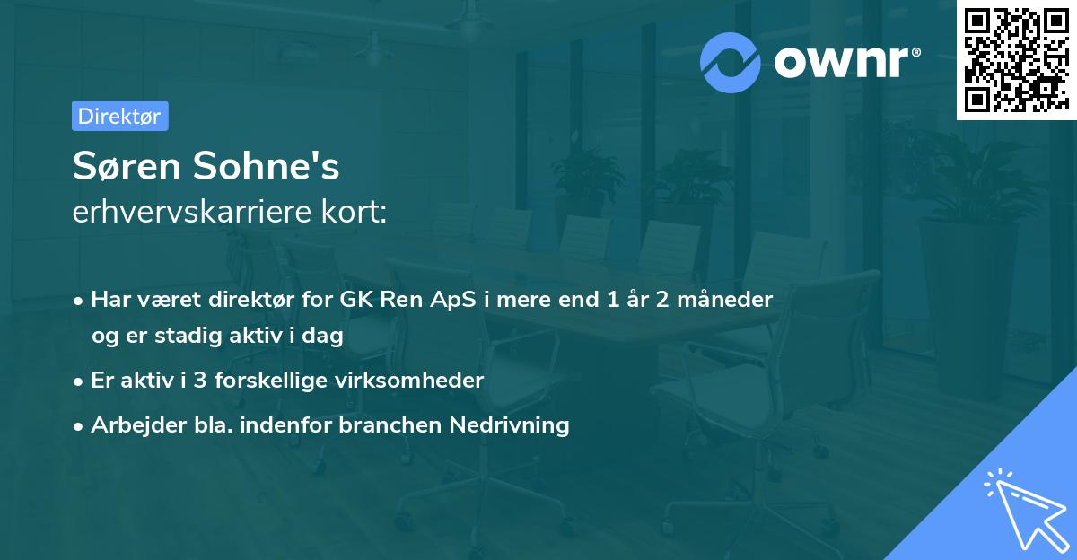 Søren Sohne's erhvervskarriere kort
