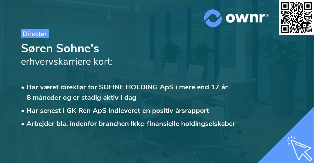 Søren Sohne's erhvervskarriere kort