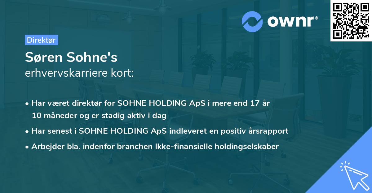 Søren Sohne's erhvervskarriere kort