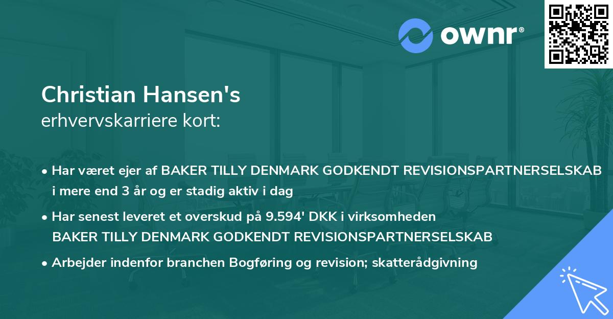 Christian Hansen's erhvervskarriere kort