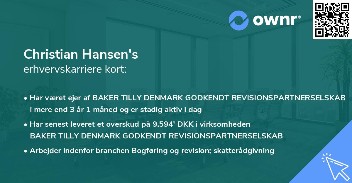 Christian Hansen's erhvervskarriere kort