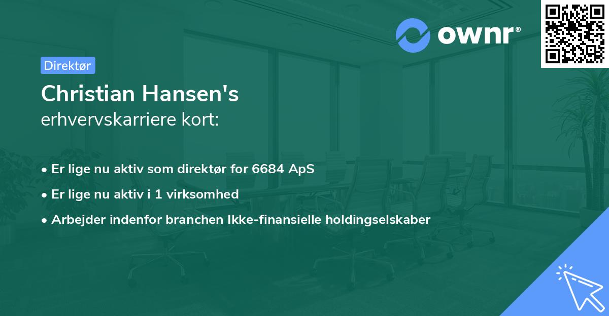 Christian Hansen's erhvervskarriere kort