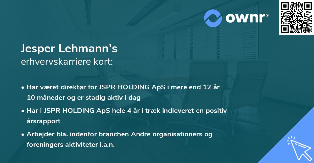 Jesper Lehmann's erhvervskarriere kort