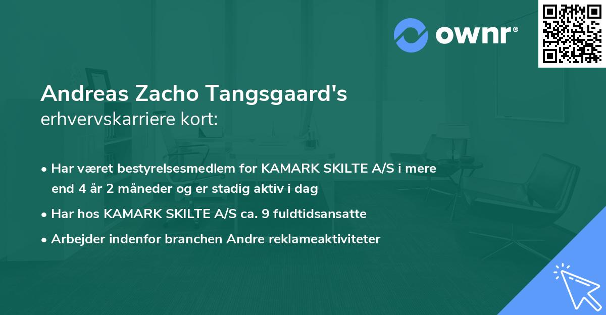 Andreas Zacho Tangsgaard's erhvervskarriere kort