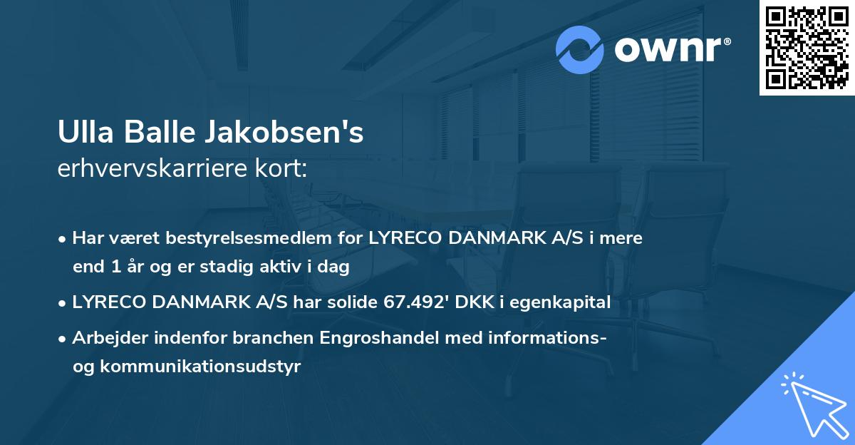 Ulla Balle Jakobsen's erhvervskarriere kort