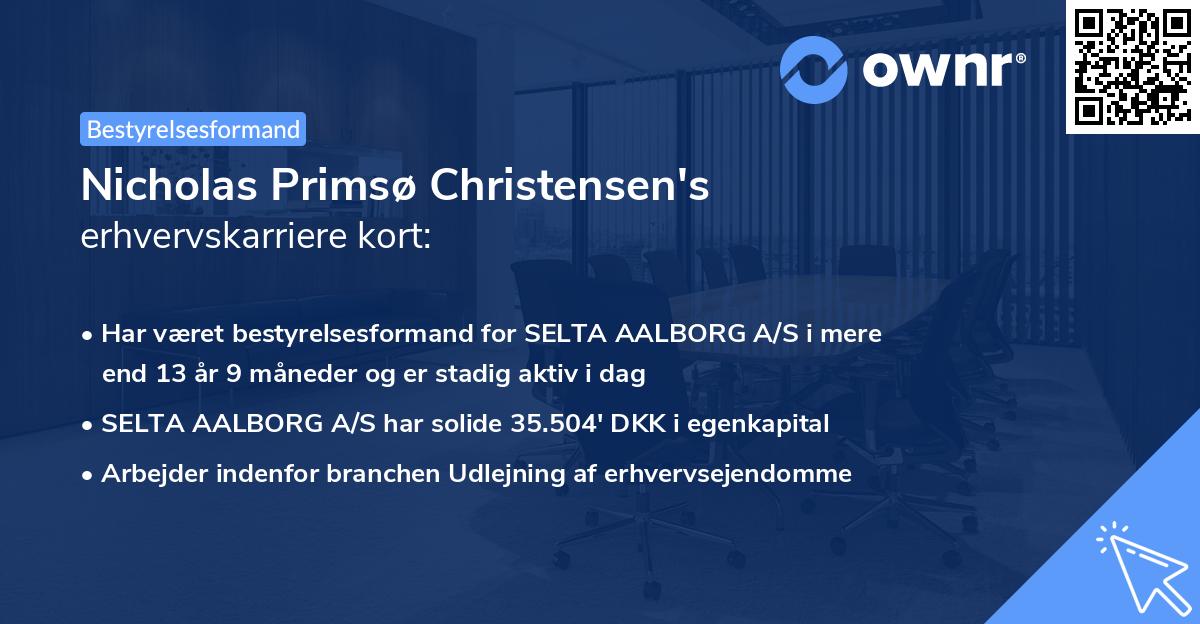 Nicholas Primsø Christensen's erhvervskarriere kort