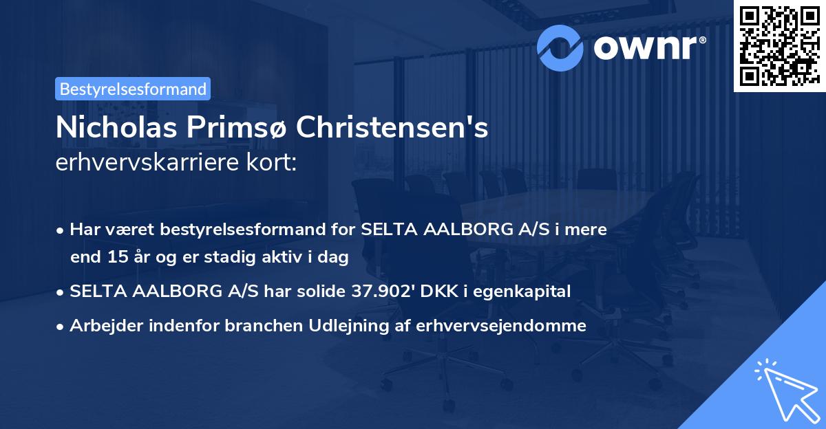 Nicholas Primsø Christensen's erhvervskarriere kort