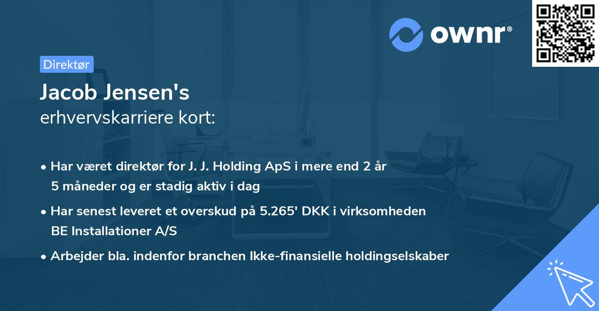 Jacob Jensen's erhvervskarriere kort