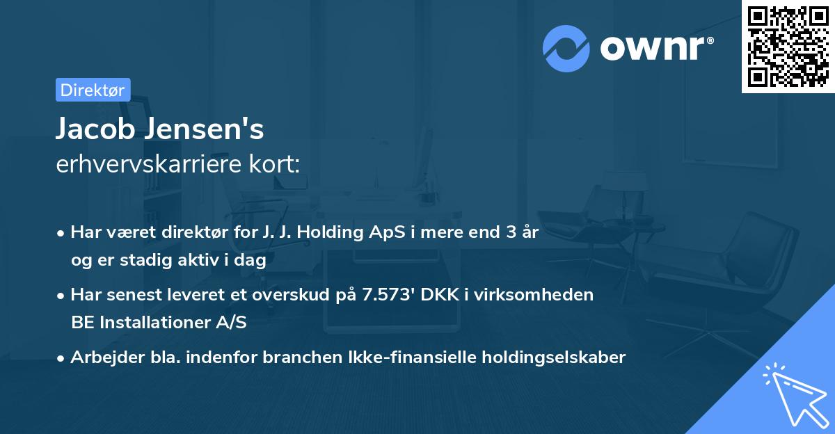 Jacob Jensen's erhvervskarriere kort