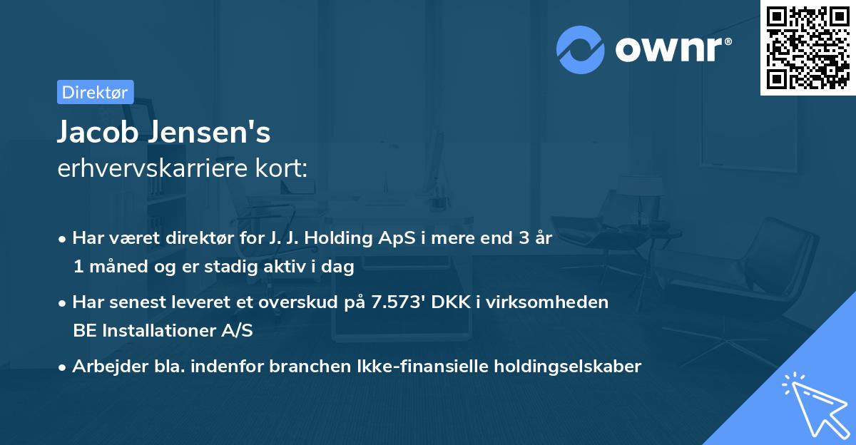 Jacob Jensen's erhvervskarriere kort