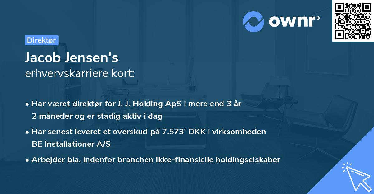 Jacob Jensen's erhvervskarriere kort